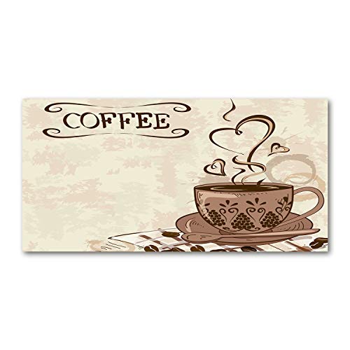 Crédence de cuisine verre trempé 100x50cm fond de hotte marron motif café