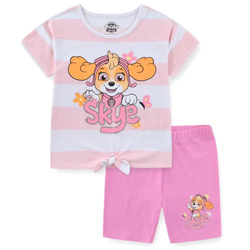Paw Patrol Skye Girls Short Sleeve Shirt and Bike Shorts Set for Toddler and Big Kids