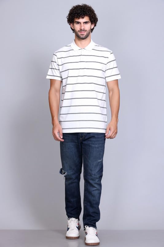 Image of SANE ORIGINALS Half Sleeve Polo T-Shirt for Men with Pocket || Stripe Collar and Pocket T-Shirt for Men Half Sleeves