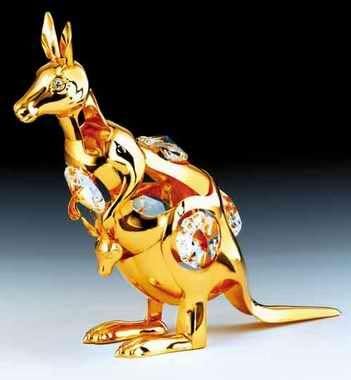 Kangaroo 24K Gold Plated Swarovski Crystal Ornament New