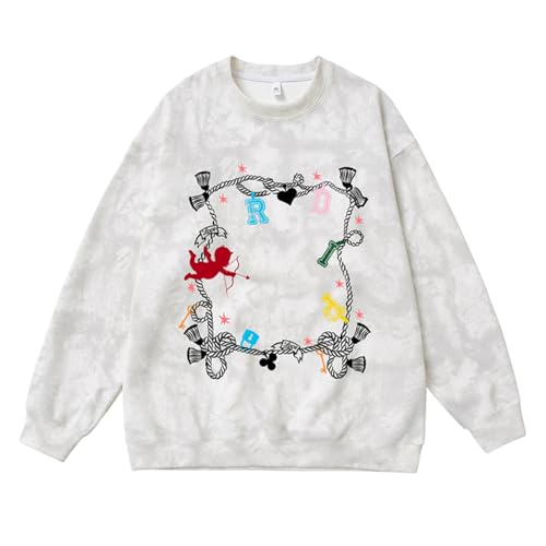 Mens Color Blast Graphic Sweatshirt Cute Print Unisex Oversized Graffiti Letter Pullover