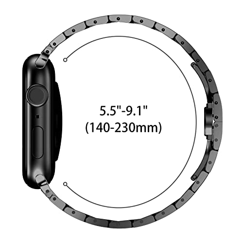 Chanchy Stainless Steel Band For Apple Watch Ultra Band 49Mm 45Mm 44Mm 42Mm 38Mm 40Mm 41Mm, Metal Strap With Folding Clasp For Apple Watch Series 8 7 6 5 4 3 2 1 Se Men (Black) #TOP4