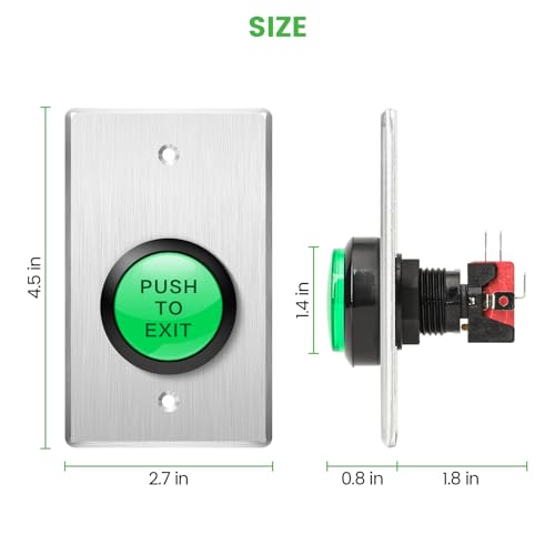 Bouton poussoir pour sortir intérieur avec bouton demande de sortie LED verte