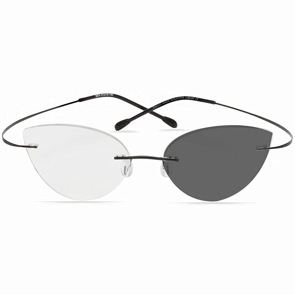 MANG Unisex Randlose Selbsttönende Lesebrille Lesehilfe Sonnenbrille Sehstärke Brille Ultraleichte Komfortabel Rahmen Blendfrei Entspiegelt