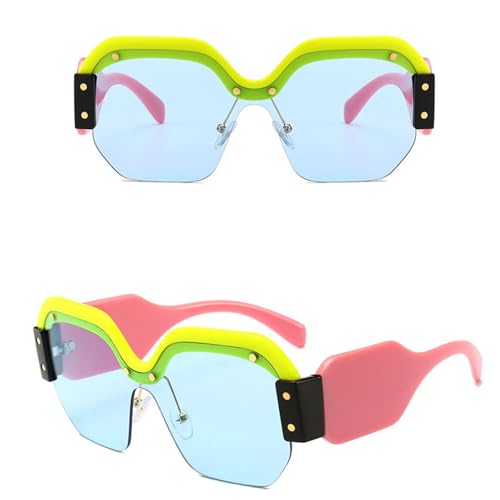 Trendy Sunglasses for Men and Women, Multicolor Frame Blue Lens Fashion Shades2