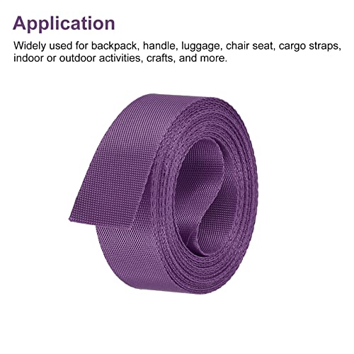 Image of MECCANIXITY Flat Nylon Webbing Strap 1 Inch 4 Yards Purple for Backpack, Cargo Strap, Luggage-rack