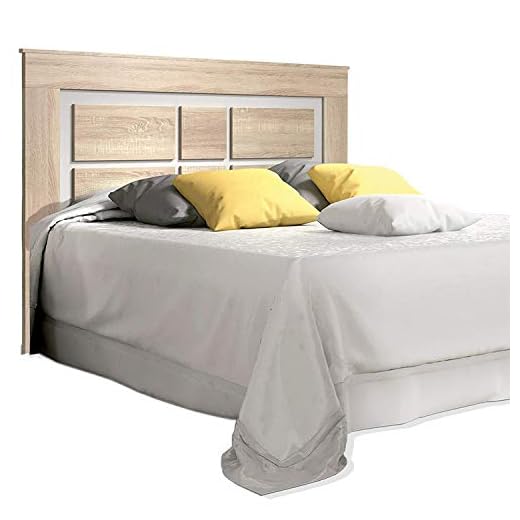 duehome Cabezal para Cama de Matrimonio, cabecero Modelo Lara, Color Cambria y Blanco, Medidas: 160 cm (Ancho) x 119,3 cm (Alto) x 3,8 cm (Fondo)