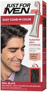Just For Men Easy Comb-In Color, Hair Coloring for Men with Comb Applicator - Real Black, A-55