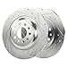 Detroit Axle - Rear 4pc Brake Kit for 2014-2022 Jeep Cherokee, Drilled and Slotted Disc Brake Rotors Ceramic Brake Pads w/Hardware 2015 2016 2017 2018 2019 2020 2021 Replacement