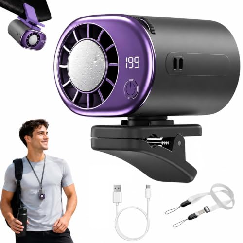 Car Clip on Air Conditioner Fan Car Air Conditioner with LED Display Portable Mini Cars Fans That Blow Cold Air USB Rechargeable 360 Rotation Adjustable 199 Speeds for Dogs Visor Office Beach