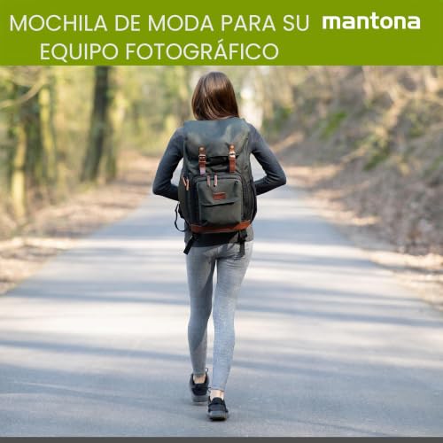 Mochila de cámara verde contra la lluvia con espacio para tres objetivos y laptop 5