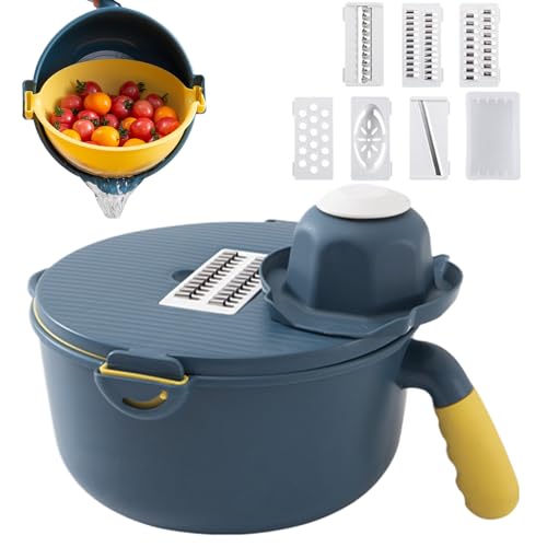 Zunetsutock Rebanadora de verduras,Mandolina de cocina con recipiente | Adelgazamiento de verduras - para preparación de comidas, ensaladas, camping, picnic, barbacoa, cocina en casa