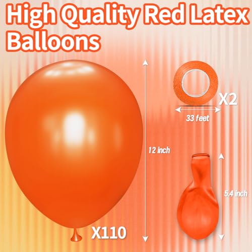 Image of Orange Balloon 110pcs, 12 Inch Thickened Latex Party Balloons Helium Bright Color for Birthday Baby Shower Wedding Party Supplies Arch Garland Decoration