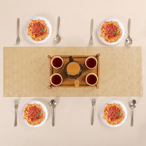 Image of Homerz Premium Table Runner, PVC, Size- 92x34 cm | Waterproof, Heat Resistant, Non-Slip, Easy to Clean Soft Table Runner for Coffee Table, Dining Table and Centre Table. (Star)