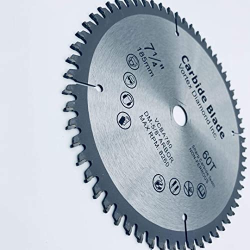 Vortex Diamond Vab 7-1/4Inch 60 Teeth Tct Non-Ferrous Metal Cutting Circular Saw Blade With Dm-5/8" Arbor (7-1/4 Inch 60 Teeth) #TOP1