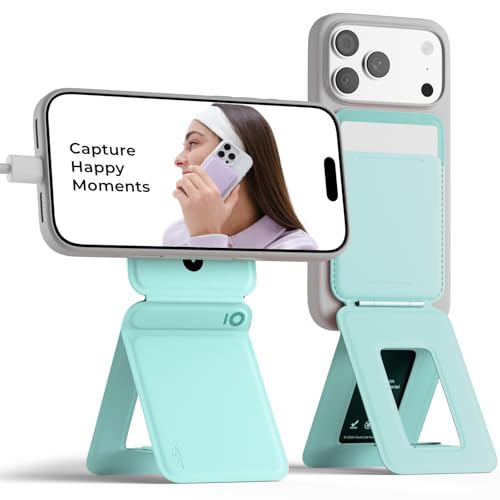 Image of MOFT Phone Tripod Wallet for iPhone, Mulit-Angles, Lightweight & Portable Phone Stand, MOVAS Vegan Leather Magnetic Wallet, Strong Magnets, NFC Card Holder,Travel Essential, Aqua (with Card Slot)