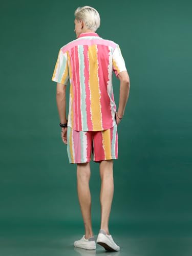 Image of Rigo Printed Co-Ord Set for Men | Casual Shirt & Shorts Night Suit | Lounge-Wear Nightdress Pajama Set | Night Wear, Beach, Vacation Outfit Multi-Color