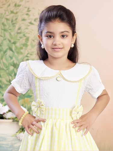 Image of Aarika Girls Green Colour Checks Print Cotton Frock