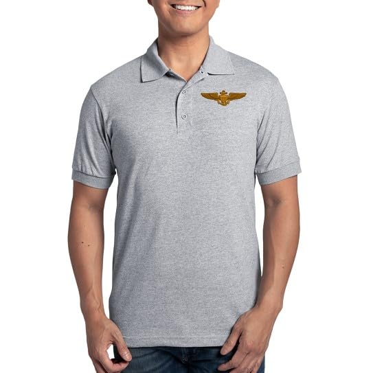 CafePress Naval Aviator Wings Dark Polo Shirt Men's Golf Polo Knit Shirt