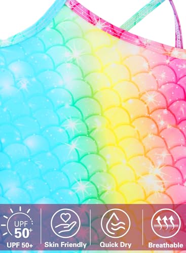 Image of Girls One Piece Swimsuits Summer UPF 50+ Quick Dry Beach Bathing Suit Cross Shoulder Strap Swimwear 2-10 Years