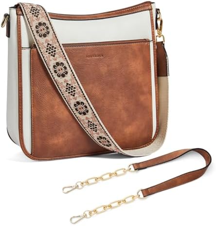 Crossbody Bags for Women Hobo Purses - Vegan Leather Cross Body Bag with 2 Straps Trendy Shoulder Handbag for Daily Use