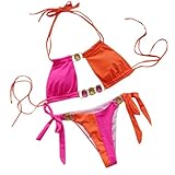 8 Year Old Girl Gifts Womens Sexy String Bikini Sets Colorblock Gemstone Brazillian Two Piece Swimsuit Cheeky Vintage Triangle Bathing Suit Womens Swimsuits