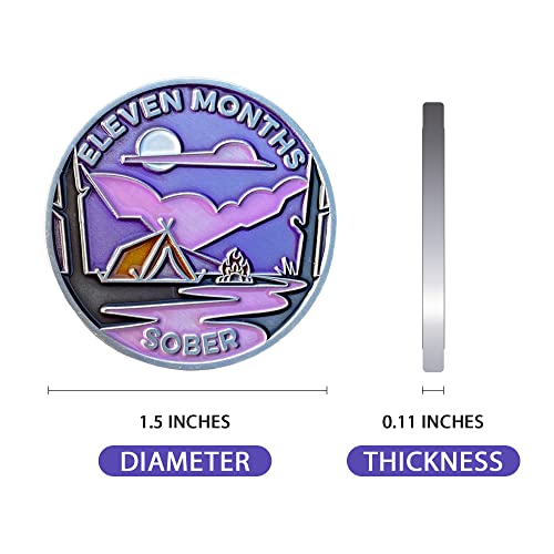 Image of The Achieve Mint 11 Months Sober Token | Eleven Month Sober Chip | Non-AA Gift, Non-Religious Medallions for Men and Women Celebrating Sobriety