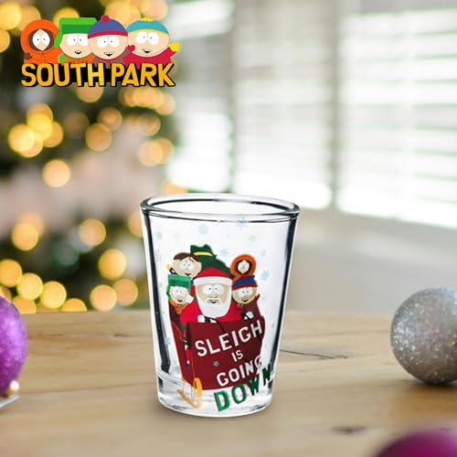 Image of Silver Buffalo South Park Characters Xmas Group Shots 4pc. 1.5oz. Mini Glass Set 2x2