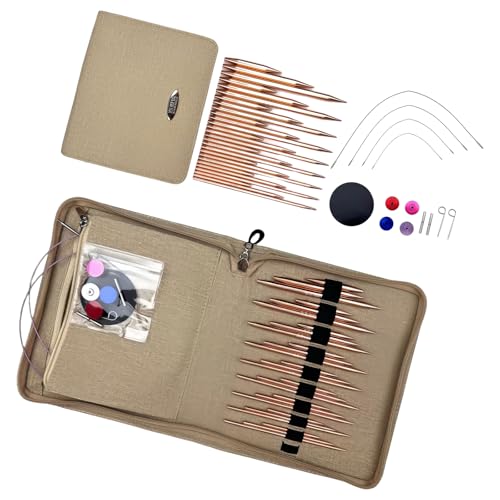 mioosho Aluminum Interchangeable Circular Knitting Needle Crafting Circular Knitting Needle with Case Set for Sweater Projects