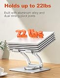 tounee Regulowany stojak na laptopa na biurko, ergonomiczny uchwyt na laptopa z obrotową podstawą o 360°, przenośny aluminiowy stojak na komputer, stojak na laptopa, kompatybilny Air (srebrny)