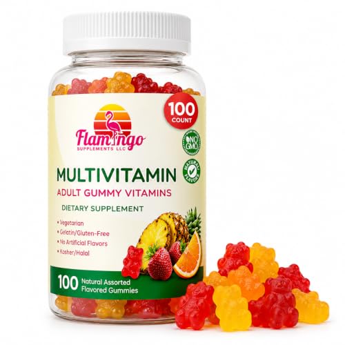Flamingo Supplements Multivitamin Gummies | Vegan Friendly Kosher Halal NO Gluten or Gelatin no GMO| for Men Women & Kids| 3 Natural Flavors | Vitamins C B3 B12 Biotin Zinc & More| 100 Gummies