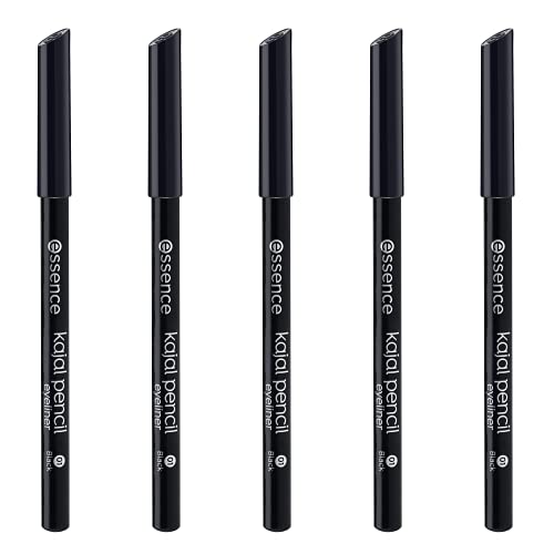Lápiz kajal essence, lápiz kajal, 01, negro, larga duración, definidor, vegano, sin partículas de microplástico, paquete de 5 (5 x 1 g)