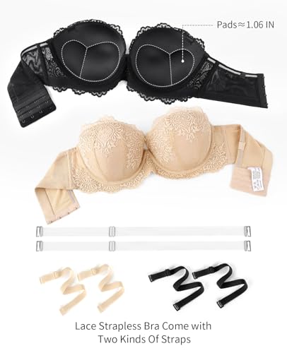 Image of Plusexy Women's Push Up Strapless Bra Padded Wire Convertible Multiway Bras