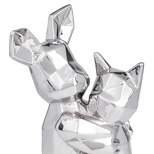 Escultura de porcelana perro cubista plateada 8x5x12 pulg miniatura 5