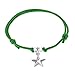Produktbild Tuscany Silver Damen Sterling Silber Grün Cord verstellbarer Freundschaft Armband mit 12 mm Stern 15 cm / 6 zoll - 25.5 cm / 10 zoll