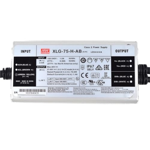 Pilote LED XLG-75 75W étanche IP67 à courant constant pour stabiliser l'éclairage de grande hauteur
