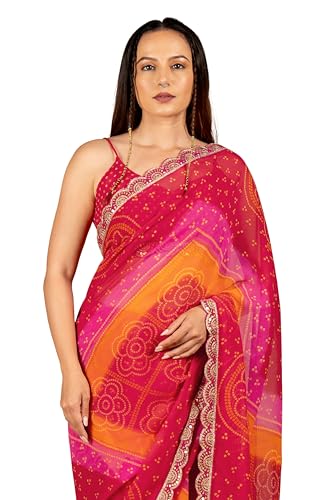 Image of MIRCHI FASHION Saree for Woman Georgette Floral Printed | Lightweight Comfortable Sari for Regular Social Wear and social visits