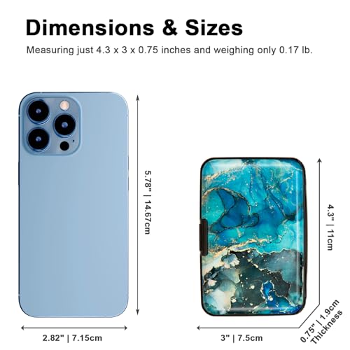 Image of Credit Card Holder Small RFID Blocking Wallet Business Metal Slim Mini Aluminum Hard Case for Women Men Gift, Fluid Art, small