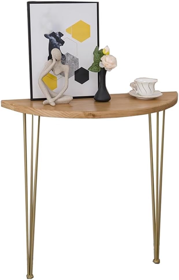 Mesa de la consola madera mitad redonda sofá mesa de entrada moderna