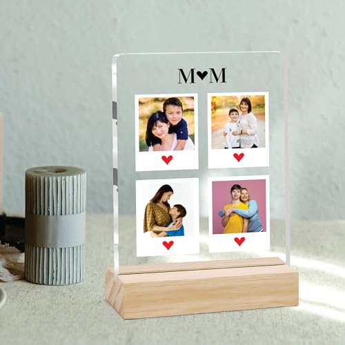 Image of Giftplease Customized Photo Frame With Wooden Stand | Personalised Printed Photo & Text Frame | Gift For Mom | Birthday | Mother's Day | (Transparent, 6x8 Inches, Tabletop) m 11