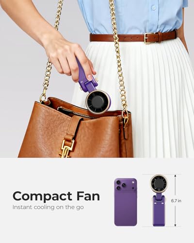 Image of Portable Handheld Turbo Fan - 5 Gear High Speed 4000mAh Rechargeable Mini Personal Hand Fan Blow Cold Air, Battery Operated Travel Essentials, Beach Vacation, Gifts for Women, Men (Purple)