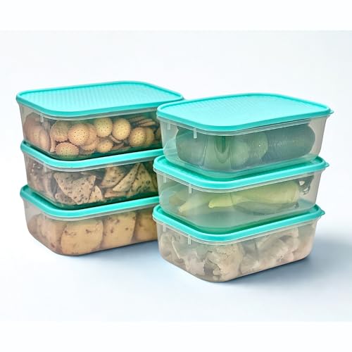 Image of Happy Cove Kitchen Container Set - Durable Containers for Kitchen Storage Set, BPA-Free, Stackable, Clear Organizers for Pantry, Fridge, and More | 1200ml | Set of 6 | Microwave Safe | Dishwasher Safe