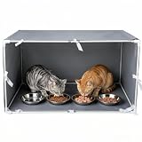 Dmnnlp Outdoor Cat Feeding Station with 4 Bowls, Waterproof Cat Dining Room Covered for Multiple Stray, Feral Cats, Dogs, Care for Stray Animals, Large 35'x 17'x 17'