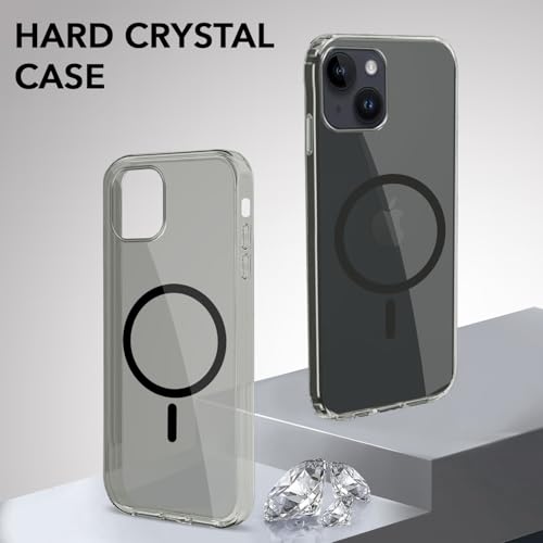 Image of Jkobi Lifetime Anti-Yellow MagSafe Compatible Clear Back Cover Case for Apple iPhone 14 (Sleek Hard Crystal | Shockproof and Camera Protection)