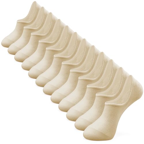 IDEGG No Show Socks Women & Men Low Cut Ankle Short Athletic Running Casual Invisible Liner Socks Large H_6 Pairs(6 Beige)
