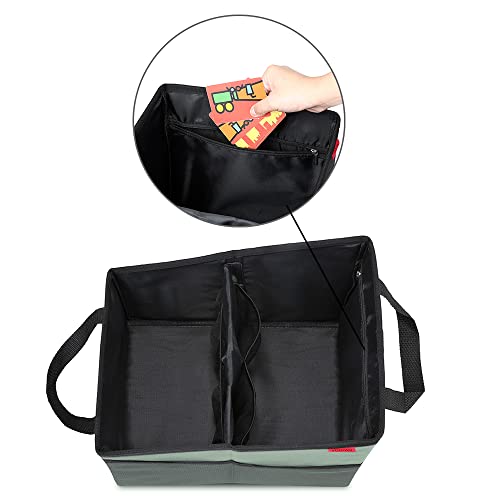 Image of Car Seat Organizer - Passenger Seat Organizer, Collapsible Small Car Seat Storage Organizer for Console Front or Back, Automotive Backseat Organizer with Belt 4 Cup Holders for Kids Accessories, Cyan