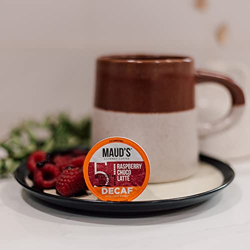 Maud's Decaf Raspberry Chocolate Coffee (Raspberry Choco Latte), 24Ct. Solar Energy Produced Recyclable Raspberry Chocolate Decaf Coffee Pods – 100% Arabica Coffee California Roasted, Kcup Compatible #TOP7