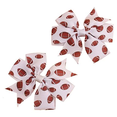 Football Hair Clip Girls Soccer Bow Clip Sport Hair Bow Hair Accessories TSFJ50 (Rugby) Cover
