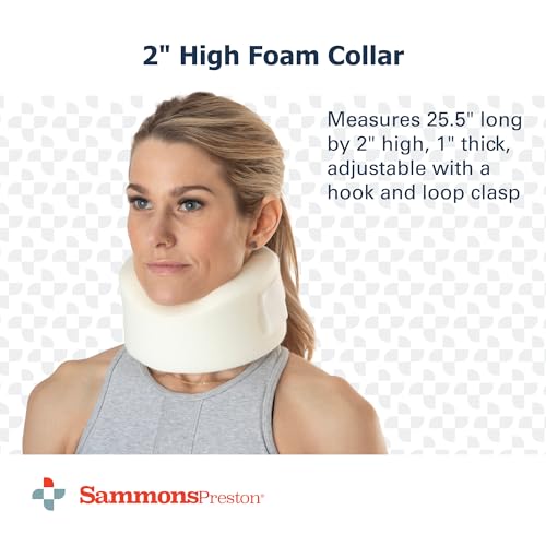 Sammons Preston Universal Contour Cervical Brace, Adjustable Hook and Loop Closure, For Neck Strain, Injury, or Post-Op Surgery, Relieves Neck Pain and Spine Pressure, Cream Color, 2” High - Thumbnail 4
