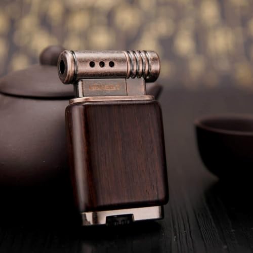 Image of Smoke King Handcrafted Wood Pipe Lighter |Gas Lighter | Adjustable Flame Windproof Lighter |Gift for Men & Women